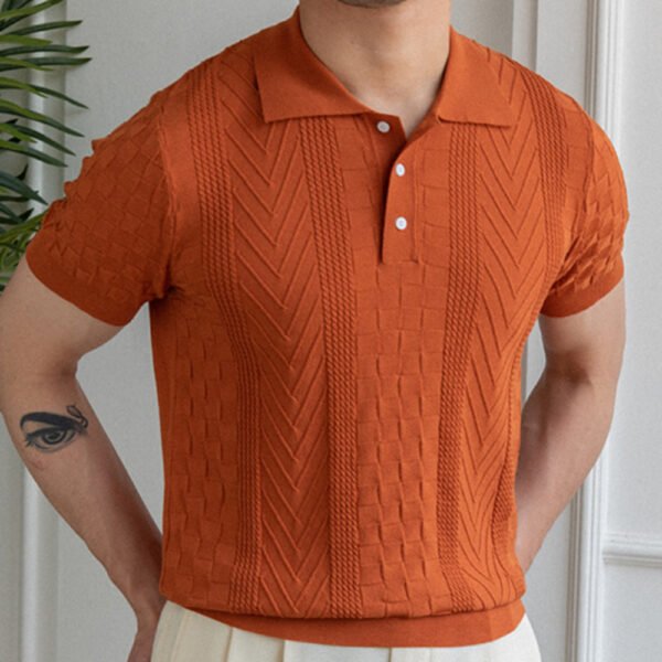 Jacquard Lapel Solid Color Short-sleeved T-shirt Polo P0160