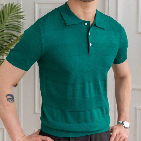 Stripe Men's Solid Color Short-sleeved T-shirt P0157 - Image 5