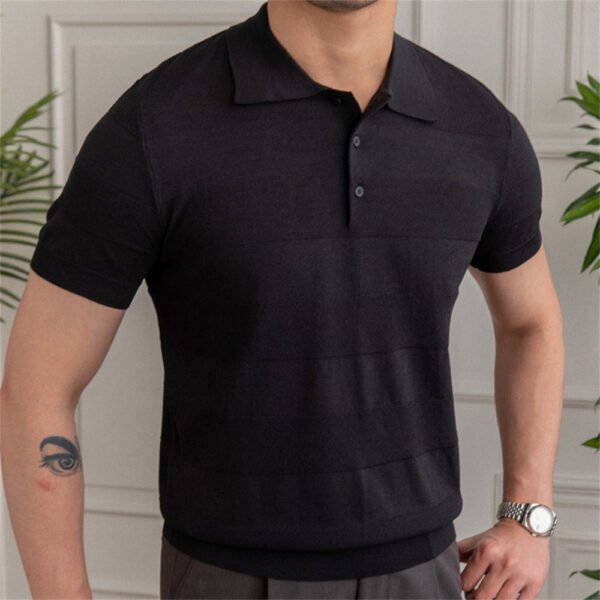 Stripe Men's Solid Color Short-sleeved T-shirt P0157 - Image 6