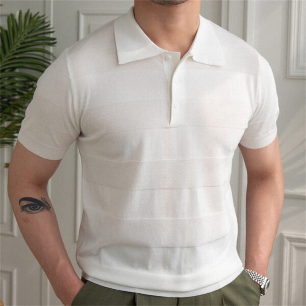 Stripe Men's Solid Color Short-sleeved T-shirt P0157 - Image 4