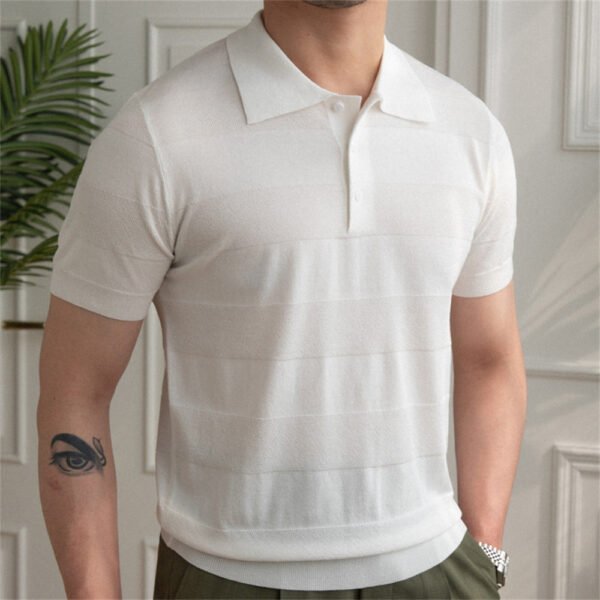 Stripe Men's Solid Color Short-sleeved T-shirt P0157 - Image 3