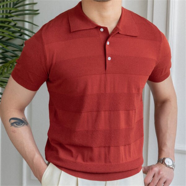 Stripe Men's Solid Color Short-sleeved T-shirt P0157