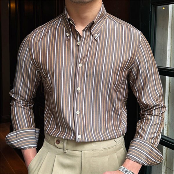 Casual Color Contrast Stripe Shirt P0177