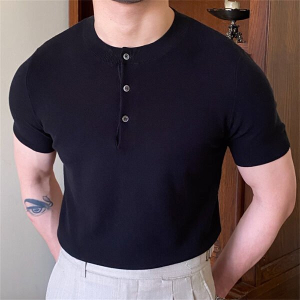 Simple Men's Solid Color Short-sleeved T-shirt P0173 - Image 5
