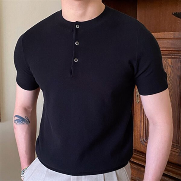 Simple Men's Solid Color Short-sleeved T-shirt P0173 - Image 4