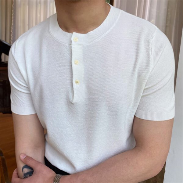 Simple Men's Solid Color Short-sleeved T-shirt P0173 - Image 3