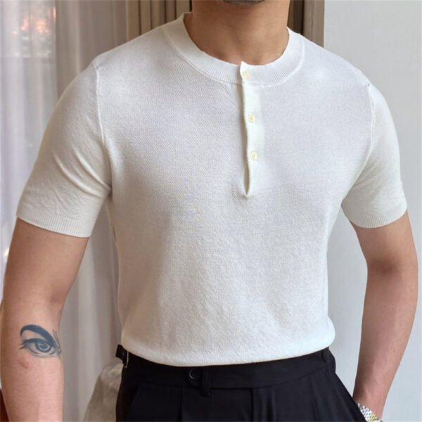 Simple Men's Solid Color Short-sleeved T-shirt P0173 - Image 6