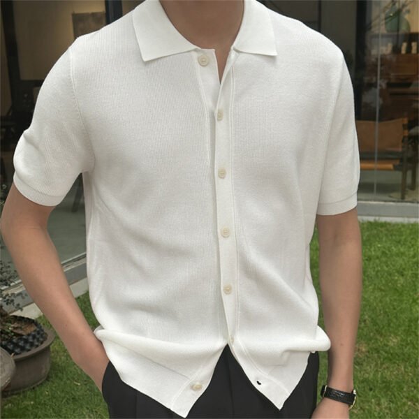 Solid Color Cardigan T-shirt P0169 - Image 5