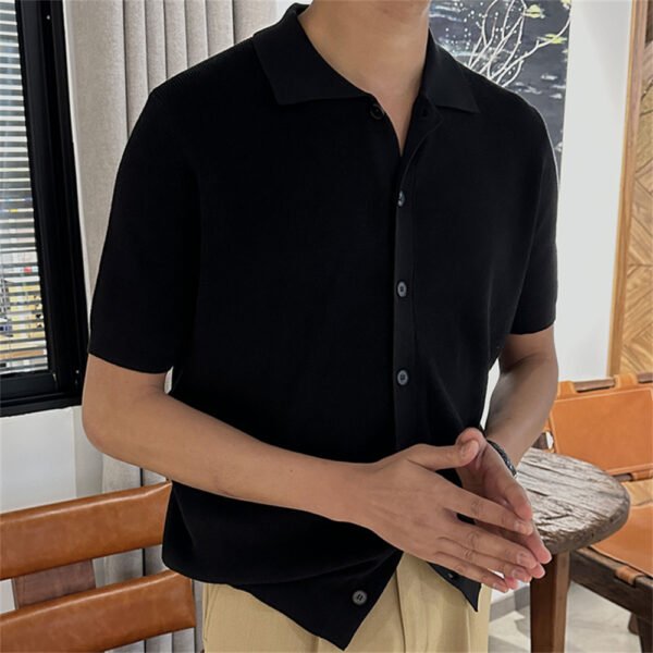 Solid Color Cardigan T-shirt P0169 - Image 3