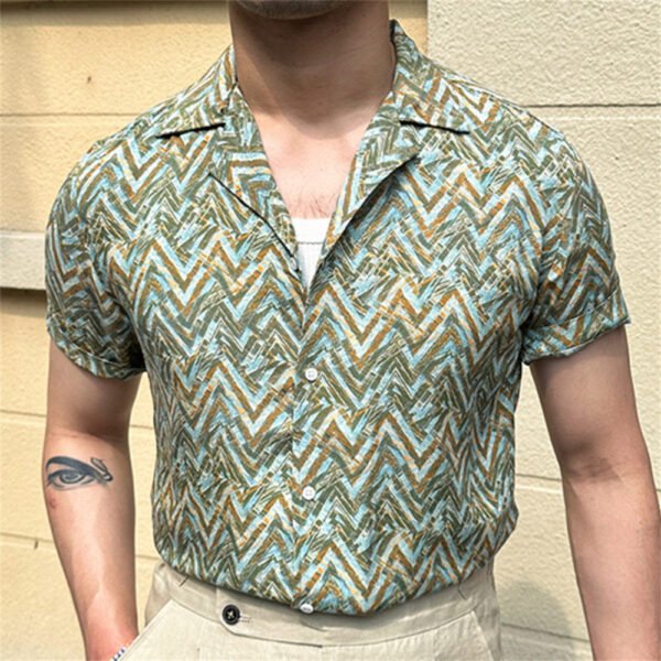 Retro Vintage Geometric Print Beach Shirt P0188 - Image 6