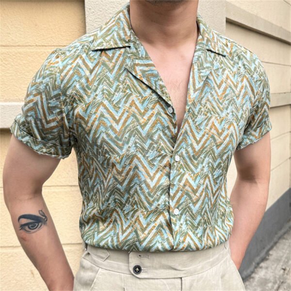 Retro Vintage Geometric Print Beach Shirt P0188