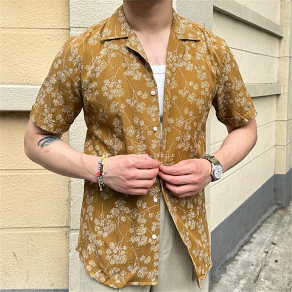Cuban Collar Short Sleeved Floral Shirt  P0186 - Image 5