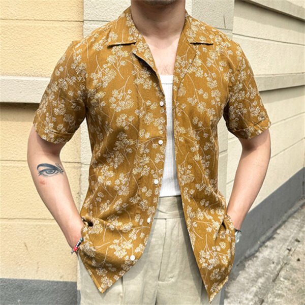 Cuban Collar Short Sleeved Floral Shirt  P0186 - Image 2