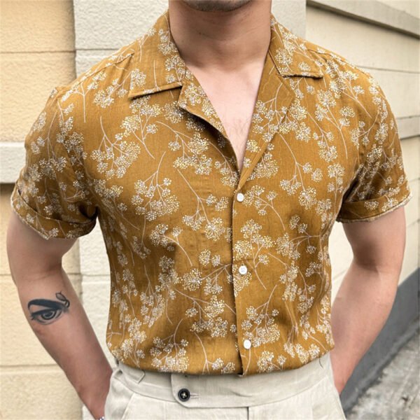 Cuban Collar Short Sleeved Floral Shirt  P0186