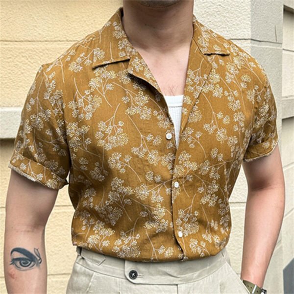 Cuban Collar Short Sleeved Floral Shirt  P0186 - Image 3