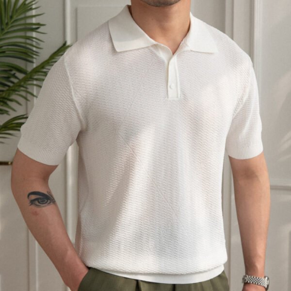 Jacquard Short Sleeve Slim Polo Shirt P0200 - Image 2