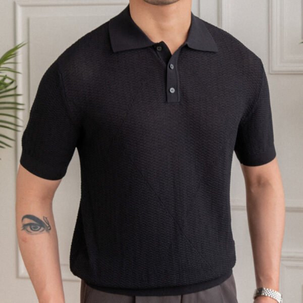 Jacquard Short Sleeve Slim Polo Shirt P0200 - Image 3