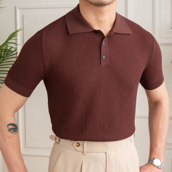 Jacquard Short Sleeve Slim Polo Shirt P0200 - Image 6