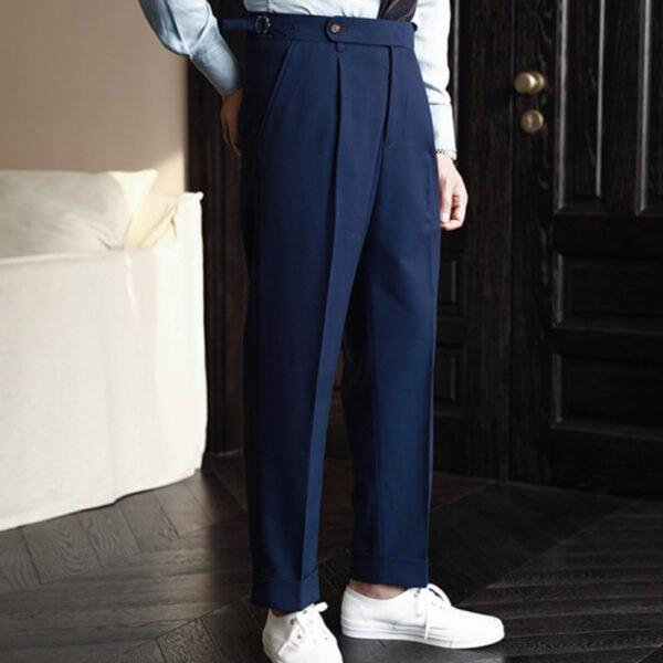 Straight High Waist Pants Paris Button Trousers P0198 - Image 3