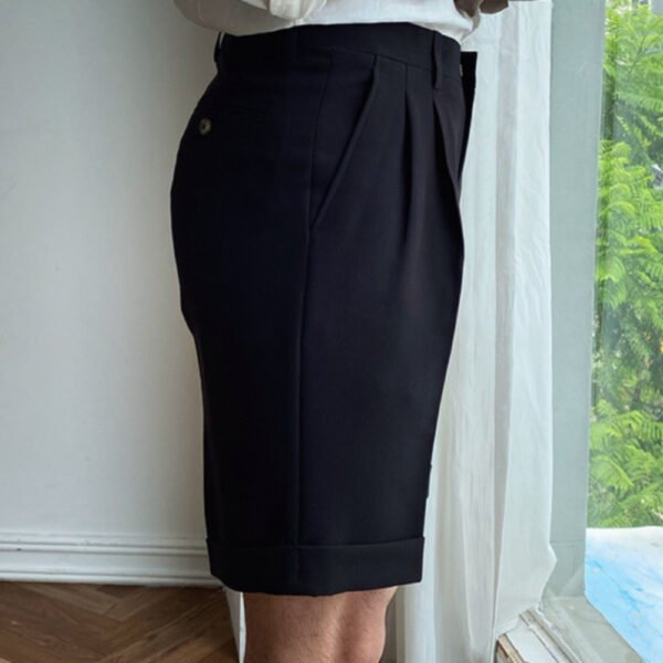 Men Solid Color Business Suit Shorts P0204 - Image 4