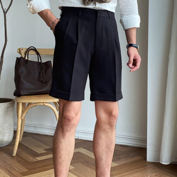 Men Solid Color Business Suit Shorts P0204 - Image 5