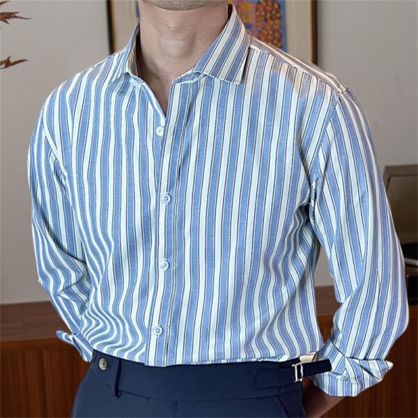 Stripe Men's  Long Sleeve Shirt P0210