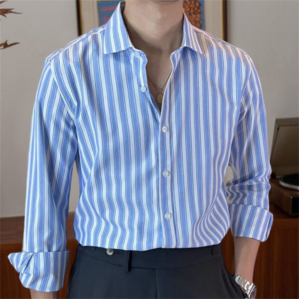 Stripe Men's  Long Sleeve Shirt P0210 - Image 4