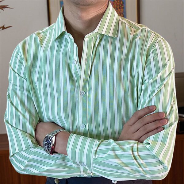 Stripe Men's  Long Sleeve Shirt P0210 - Image 5