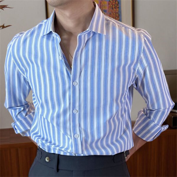 Stripe Men's  Long Sleeve Shirt P0210 - Image 2