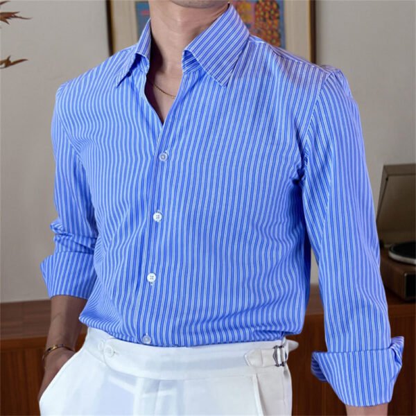 Casual Stripe Shirt Print Shirt P0211 - Image 6