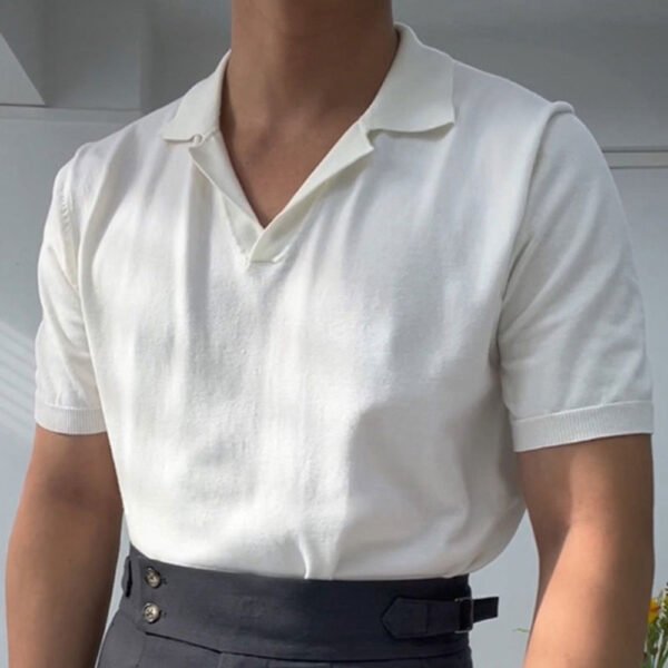 Cuban Collar Short Sleeved Polo Shirt P0208 - Image 3