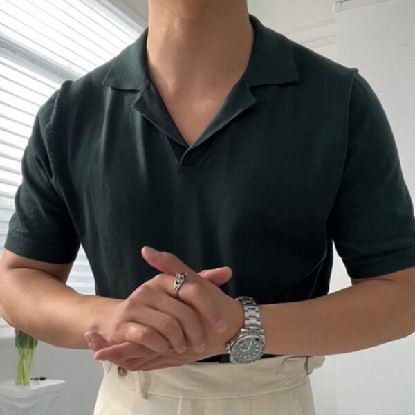 Cuban Collar Short Sleeved Polo Shirt P0208