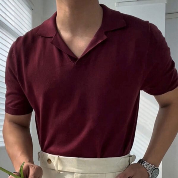 Cuban Collar Short Sleeved Polo Shirt P0208 - Image 2