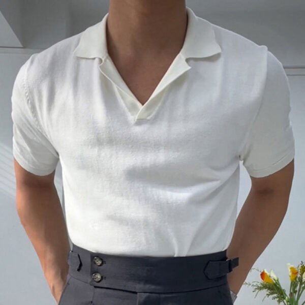 Cuban Collar Short Sleeved Polo Shirt P0208 - Image 6