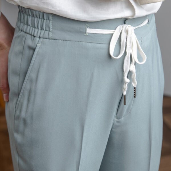 Elastic Waist Solid Color Men Pant P0206