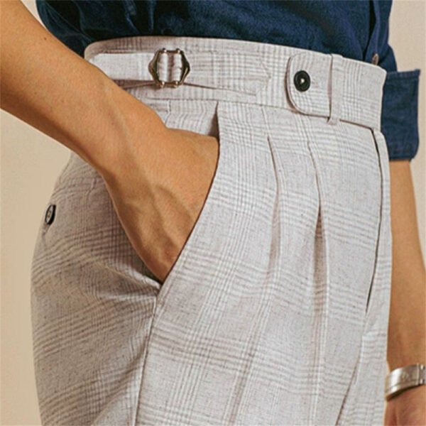 Men Lattice Casual British High Waist Suit Pant P0212 - Image 3