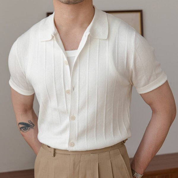 Slim Lapel Short Sleeve Polo Shirt P0222 - Image 4