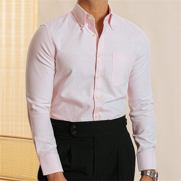 Long Sleeve Slim Oxford Shirts Men P0258 - Image 5