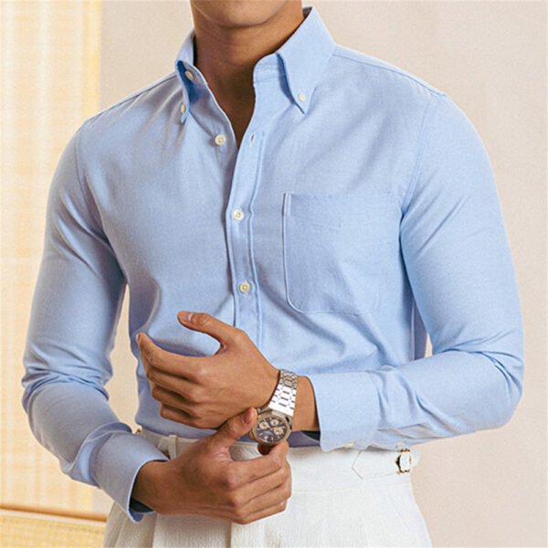 Long Sleeve Slim Oxford Shirts Men P0258