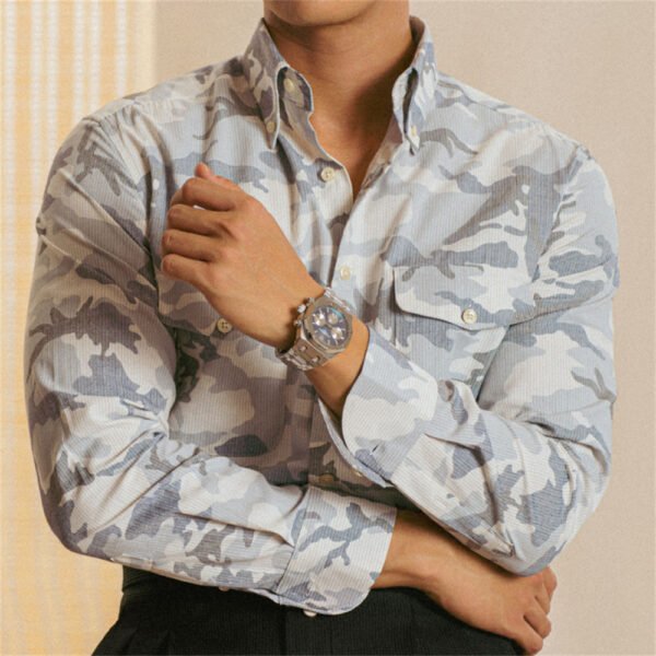 Camouflage Casual Men Long Sleeve Shirt P0255 - Image 6