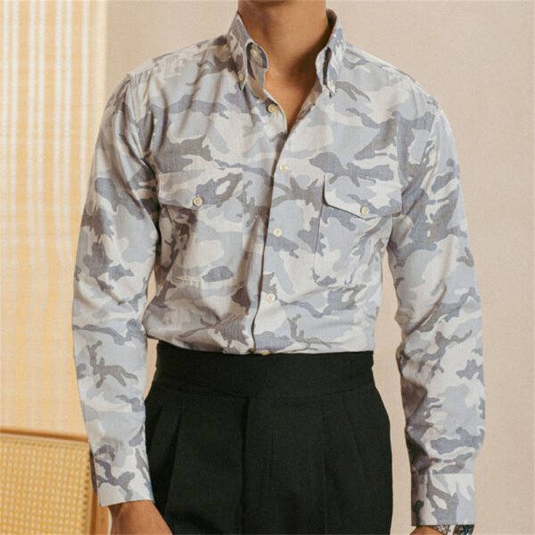 Camouflage Casual Men Long Sleeve Shirt P0255 - Image 5