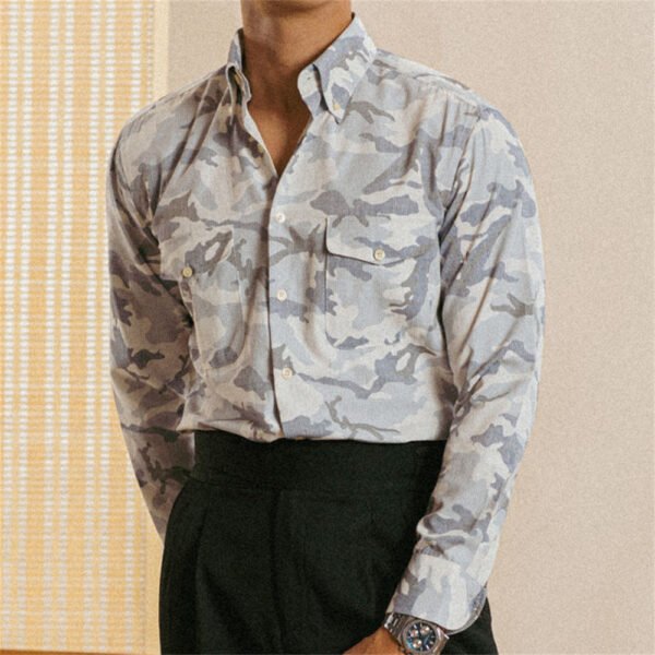 Camouflage Casual Men Long Sleeve Shirt P0255 - Image 2