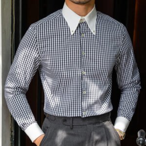 Men Plaid Long Sleeve Shirt P0061
