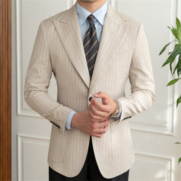 Luxury Retro Men Stripe Blazer British P0248