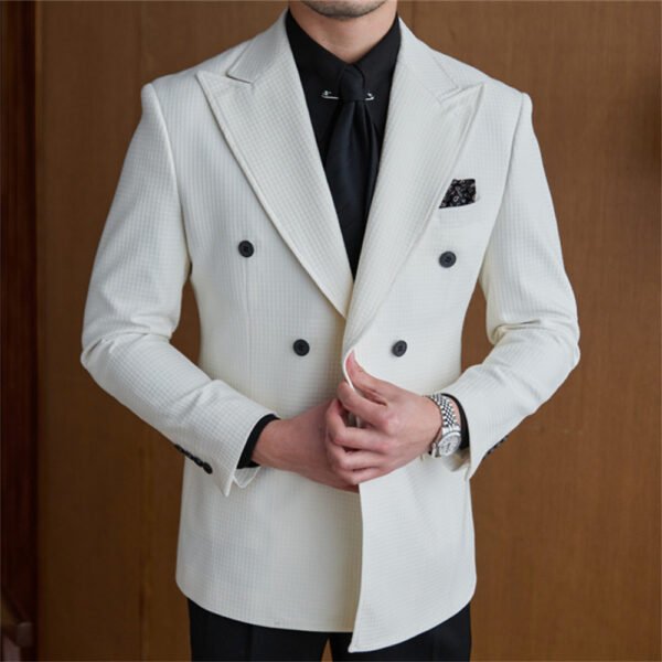 Men Blazers Double Breasted Casual Jacket P0250 - Image 2