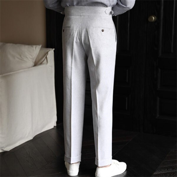 Men British High Waist Straight Pants P0254 - Image 6