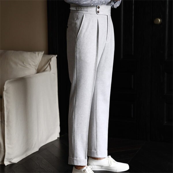 Men British High Waist Straight Pants P0254 - Image 4