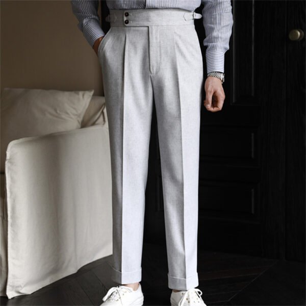 Men British High Waist Straight Pants P0254 - Image 5