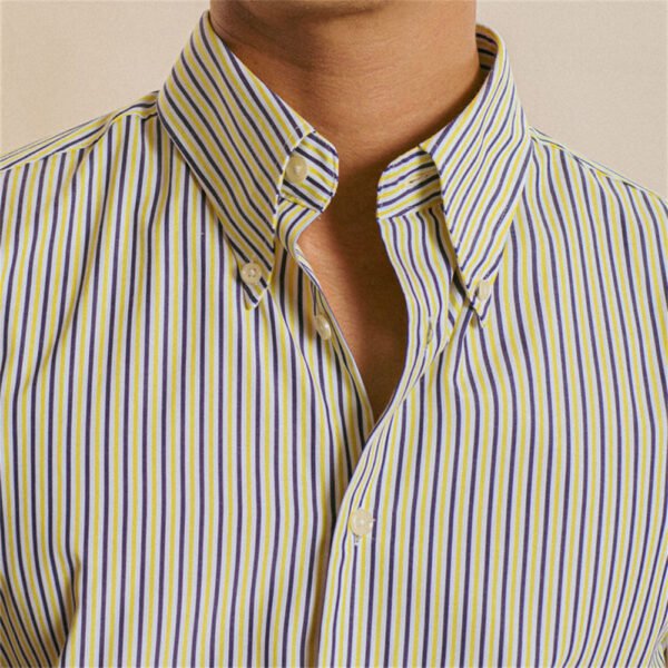 Casual Contrasting Stripes Long Sleeve Shirt P0257 - Image 5