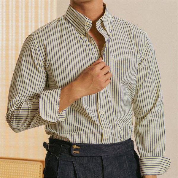 Casual Contrasting Stripes Long Sleeve Shirt P0257 - Image 3